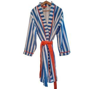 Bark Blue and White Striped Pajama Robe
